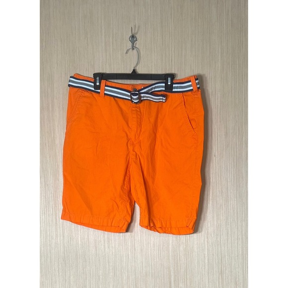 Express Orange Chino Shorts with Belt Casual Summer Mens Size‎ 36 - Picture 1 of 4
